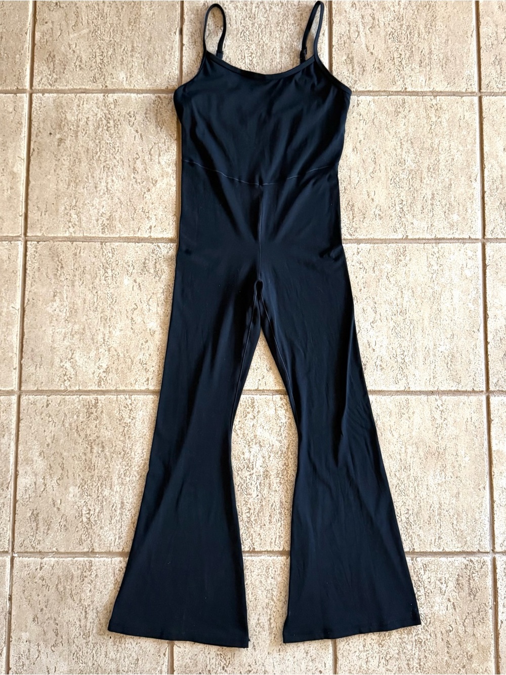 OFFLINE by Aerie Real Me Xtra Flare Jumpsuit Black Large Yoga Stretchy Bodysuit